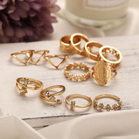 Load image into Gallery viewer, 13 Piece Medallion Ring Set With Austrian Crystals 18K Gold Plated Ring ITALY Design
