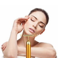 Load image into Gallery viewer, Energy 24K Gold T Beauty Bar Facial Roller Massager
