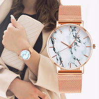 Load image into Gallery viewer, Fashion Rose Gold Mesh Band Creative Marble Female Wrist Watch Luxury Women Quartz Watches Gifts Relogio Feminino Drop Shipping
